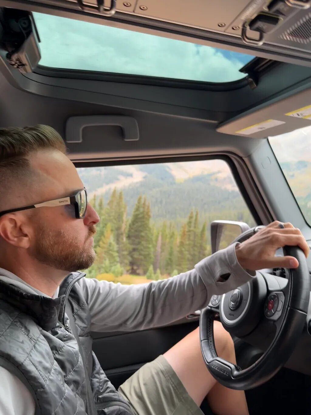 Ian driving through the Colorado mountains